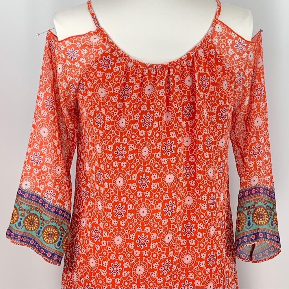 GB Girl Orange Lightweight Geometric Cold Shoulder Dress Youth size X-Large - Picture 9 of 15